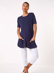 Roman Blue Pocket Detail Tunic Top - Image 2 of 5