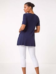 Roman Blue Pocket Detail Tunic Top - Image 3 of 5