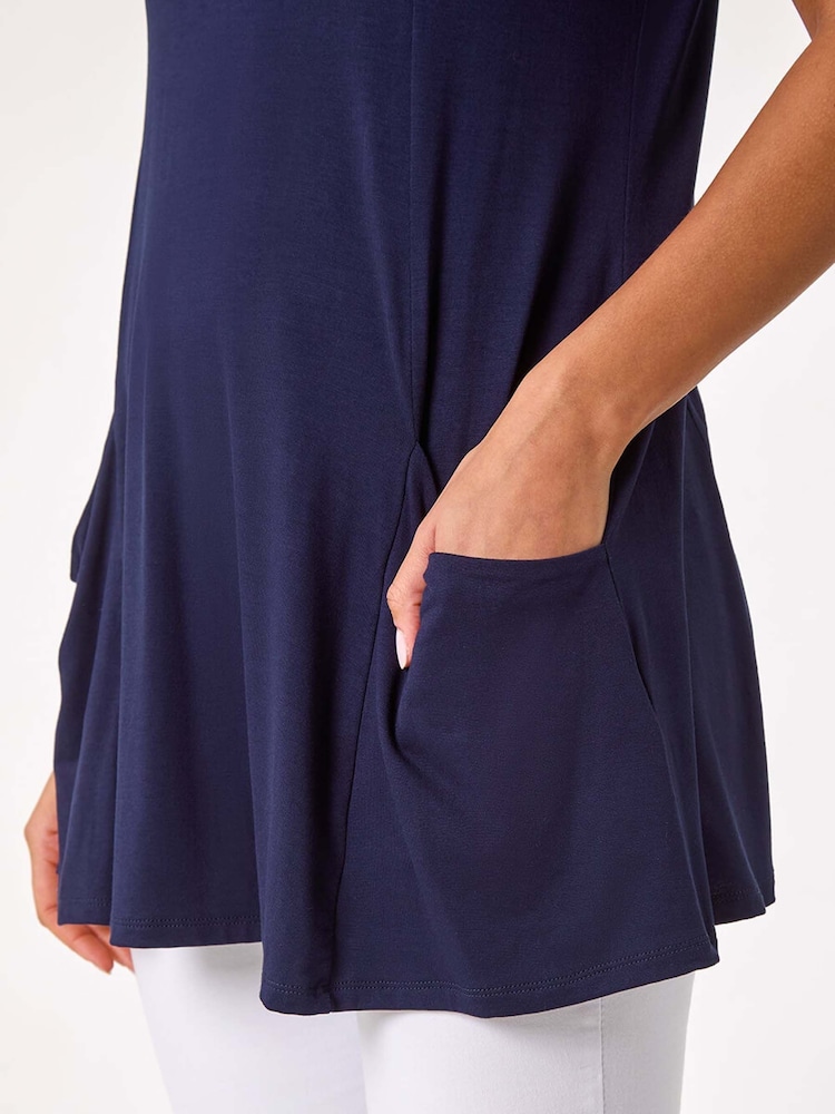 Roman Blue Pocket Detail Tunic Top - Image 5 of 5