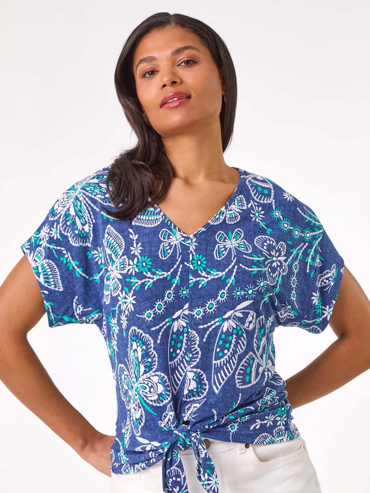 Blusa Roman com estampa texturizada e bainha Tie - Imagem 1 de 5
