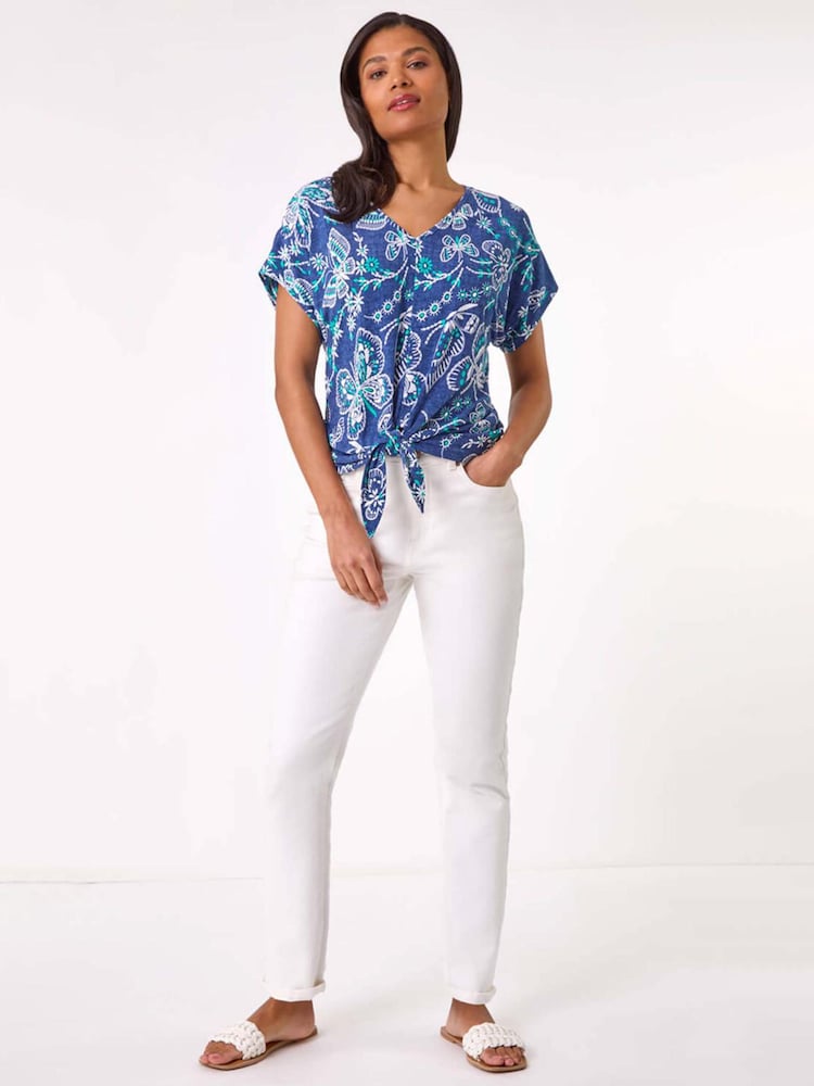Blusa Roman com estampa texturizada e bainha Tie - Imagem 2 de 5