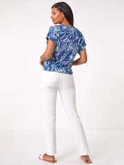 Blusa Roman com estampa texturizada e bainha Tie - Imagem 3 de 5