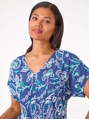 Blusa Roman com estampa texturizada e bainha Tie - Imagem 4 de 5