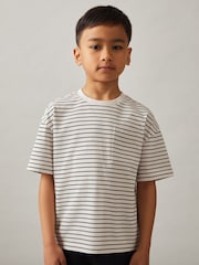 Blanco/azul marino - Reiss Paudie Cotton-Blend Stripe T-Shirt - Imagen 3 de 4