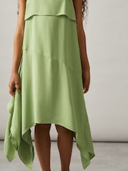 Reiss Green Alba Handkerchief-Hem Sleeveless Dress - Image 3 of 5