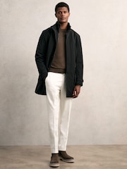 Reiss Black Player Hybrid Removable-Gilet Overcoat - Image 1 of 7