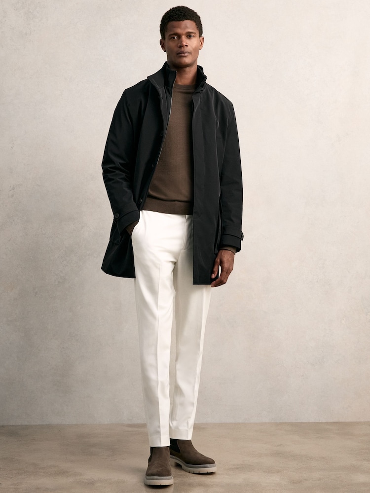 Reiss Black Player Hybrid Removable-Gilet Overcoat - Image 1 of 7