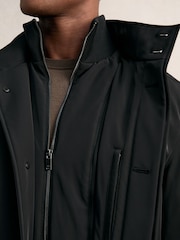 Reiss Black Player Hybrid Removable-Gilet Overcoat - Image 4 of 7