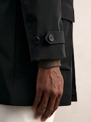 Reiss Black Player Hybrid Removable-Gilet Overcoat - Image 6 of 7