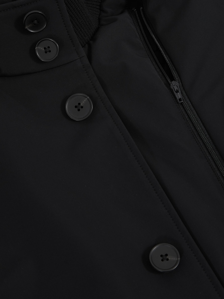 Reiss Black Player Hybrid Removable-Gilet Overcoat - Image 7 of 7