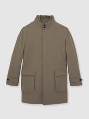 Reiss Mushroom Brown Player Hybrid Removable-Gilet Overcoat - Image 2 of 7