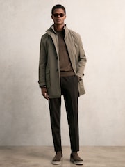Reiss Mushroom Brown Player Hybrid Removable-Gilet Overcoat - Image 3 of 7