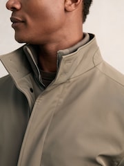 Reiss Mushroom Brown Player Hybrid Removable-Gilet Overcoat - Image 4 of 7