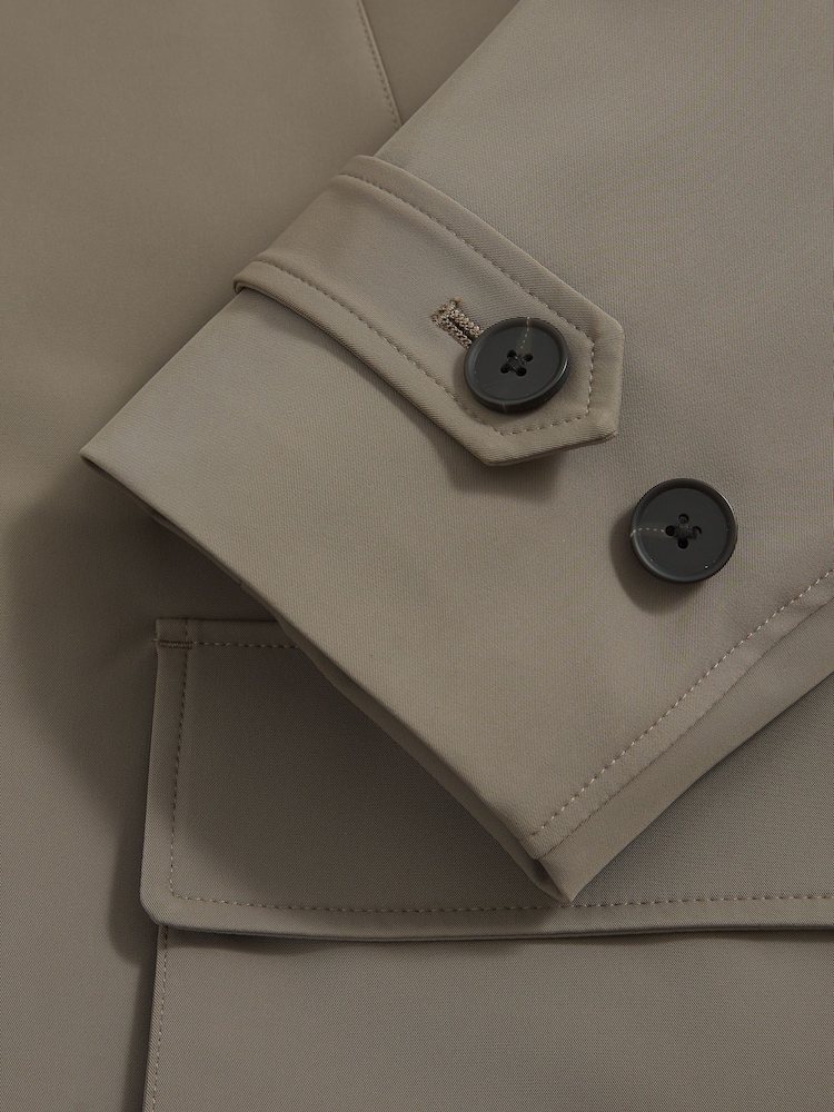 Reiss Mushroom Brown Player Hybrid Removable-Gilet Overcoat - Image 7 of 7