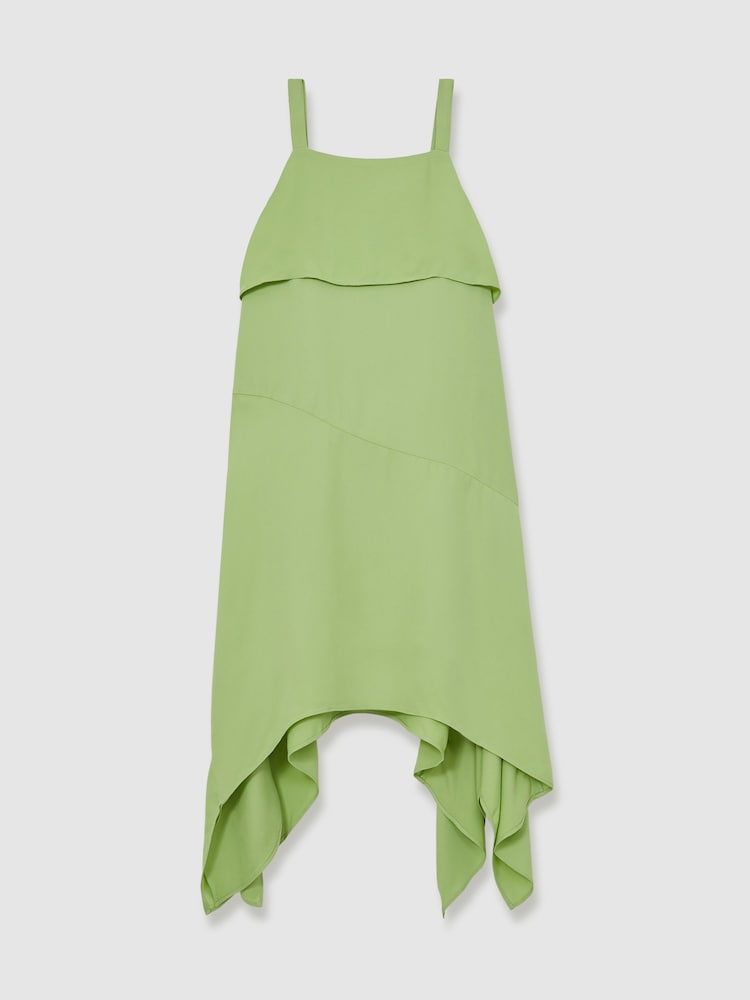 Reiss Green Alba Handkerchief-Hem Sleeveless Dress - Image 2 of 5