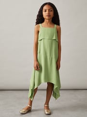 Reiss Green Alba Handkerchief-Hem Sleeveless Dress - Image 3 of 5