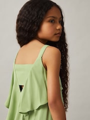 Reiss Green Alba Handkerchief-Hem Sleeveless Dress - Image 4 of 5