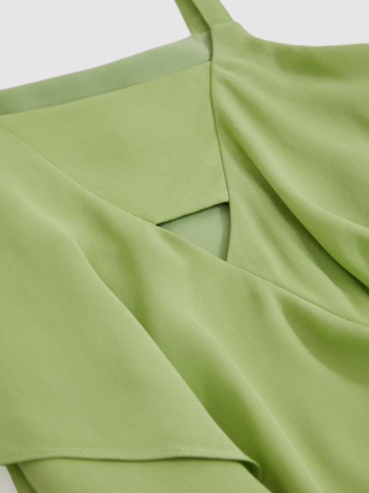 Reiss Green Alba Handkerchief-Hem Sleeveless Dress - Image 5 of 5