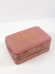 Loveabode Pink Personalised Velvet Travel Jewellery Box - Image 1 of 4
