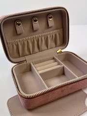 Loveabode Pink Personalised Velvet Travel Jewellery Box - Image 4 of 4