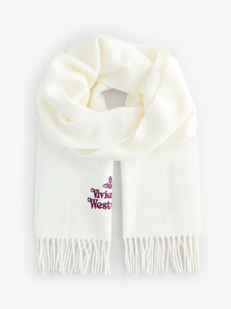Vivienne Westwood Embroidered Wool White Scarf - Image 1 of 4