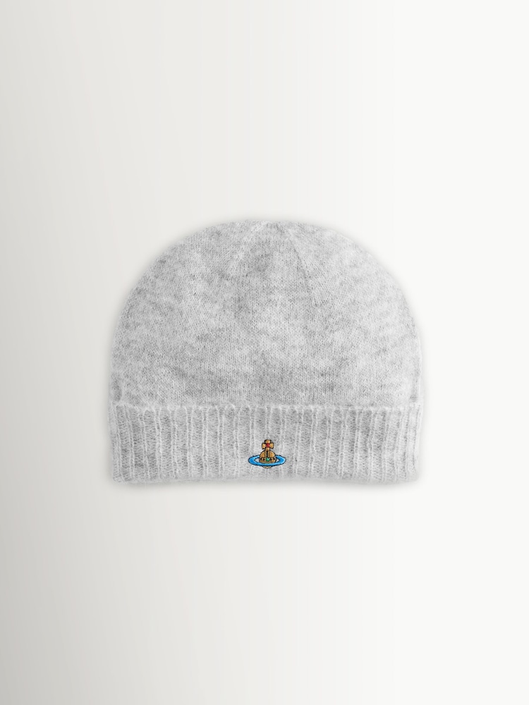 Vivienne Westwood Grey Fluffy Beanie Hat - Image 1 of 3 Vivienne Westwood Grey Fluffy Beanie Hat - Image 1 of 3