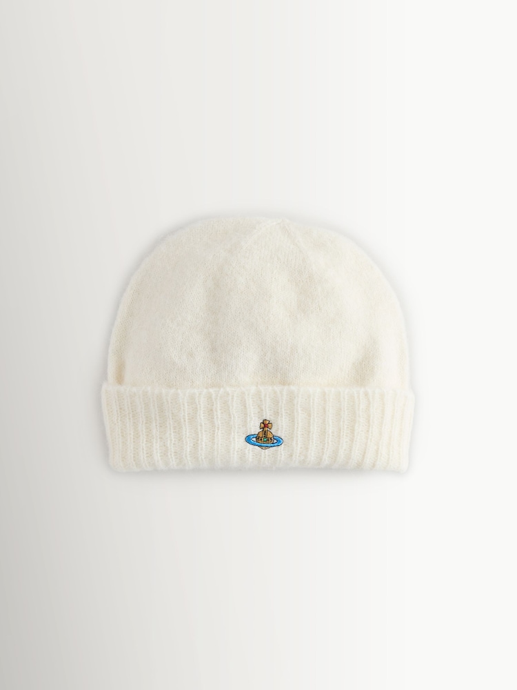 Vivienne Westwood White Fluffy Beanie Hat - Image 1 of 3 Vivienne Westwood White Fluffy Beanie Hat - Image 1 of 3