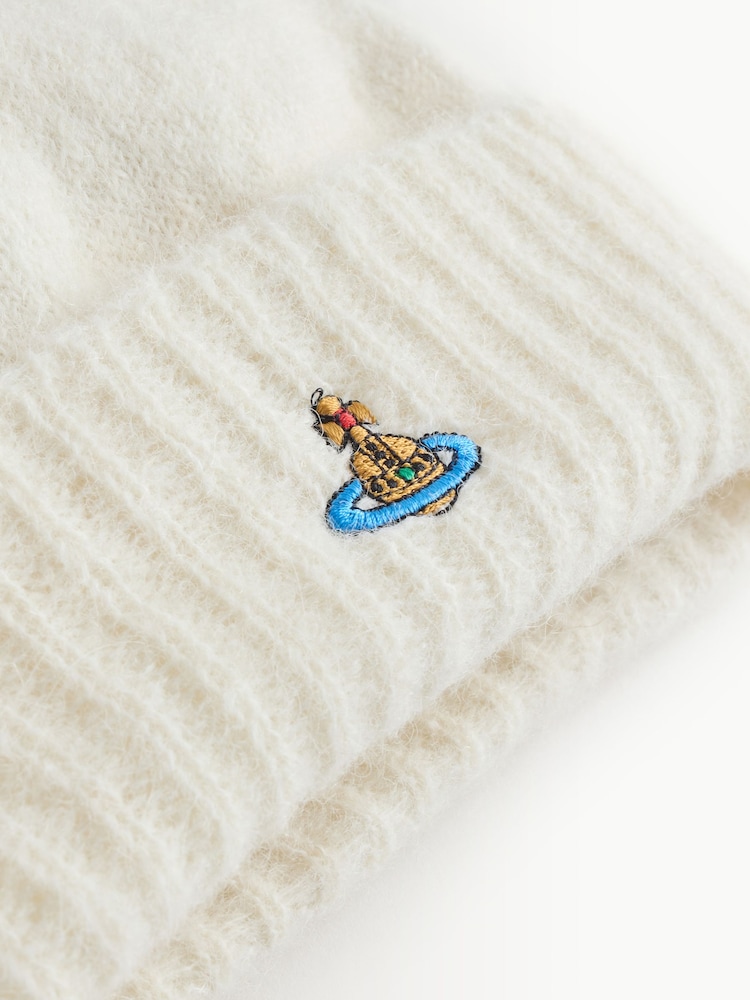Vivienne Westwood White Fluffy Beanie Hat - Image 2 of 3 Vivienne Westwood White Fluffy Beanie Hat - Image 2 of 3