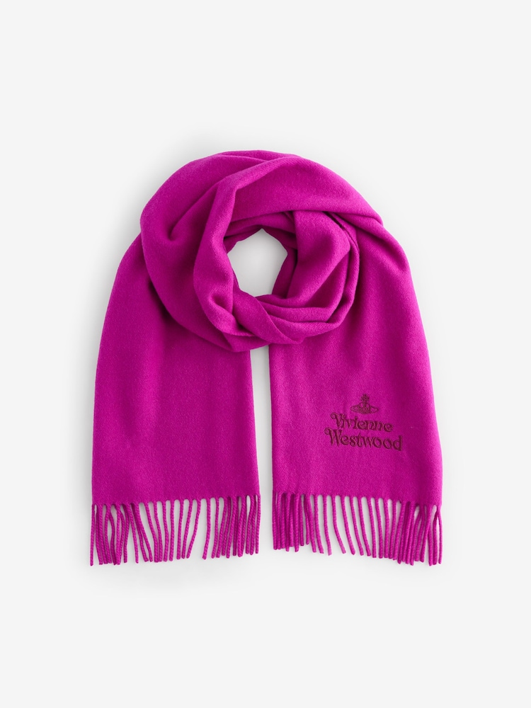 Vivienne Westwood Pink Embroidered Wool Scarf - Image 1 of 3