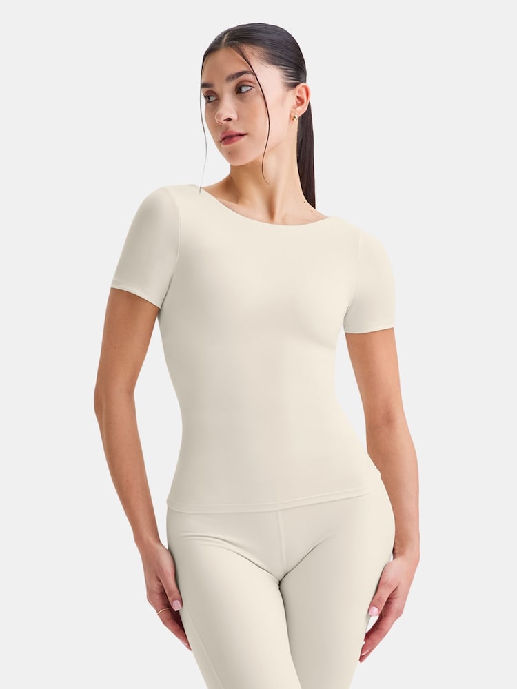 TALA Cream DayFlex Twist Back Full Length T-Shirt - Image 1 of 4