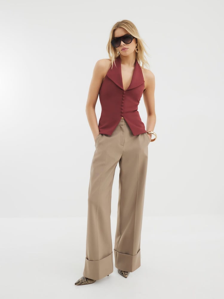 River Island Red Halter Neck Waistcoat - Image 1 of 4 River Island Red Halter Neck Waistcoat - Image 1 of 4