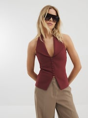River Island Red Halter Neck Waistcoat - Image 2 of 4