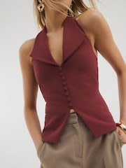River Island Red Halter Neck Waistcoat - Image 3 of 4