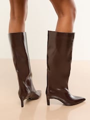 Rojo burdeos - Lipsy Knee Alto Bajo Kitten Heel Boots - Imagen 2 de 4