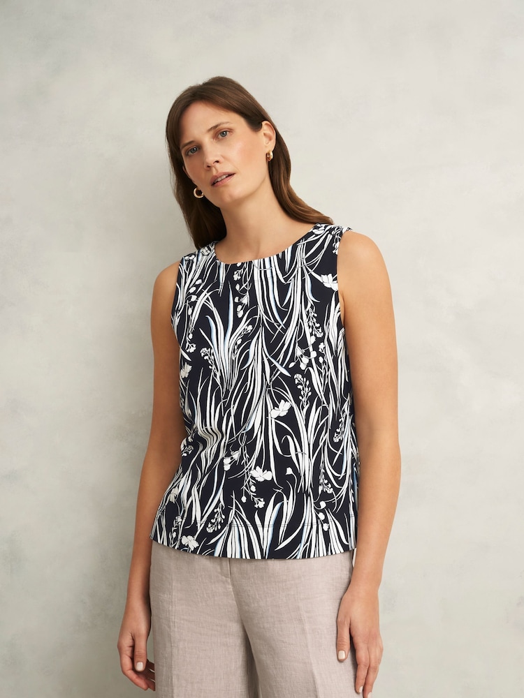 Hobbs Blue Maddy Printed Top - Image 1 of 4