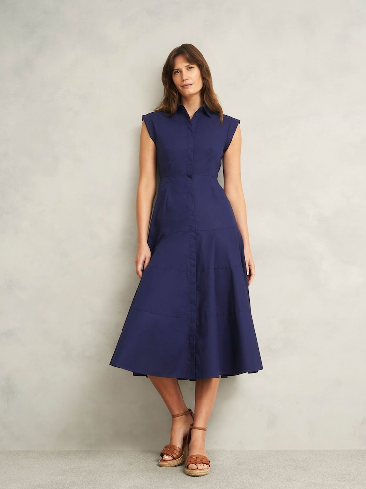 Hobbs Blue Lilah 100% Cotton Dress - Image 1 of 4
