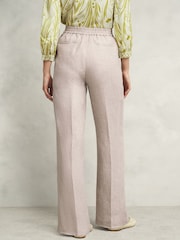 Hobbs Brown Alessia Linen Trousers - Image 2 of 4