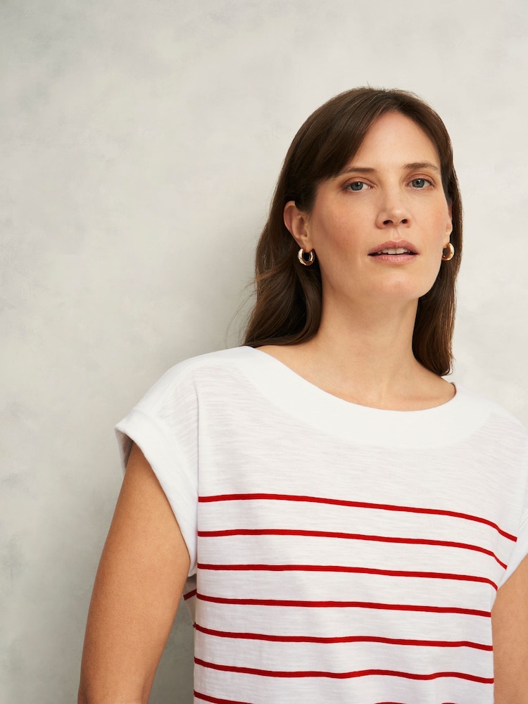 Hobbs White Alycia Stripe T-Shirt - Image 3 of 4