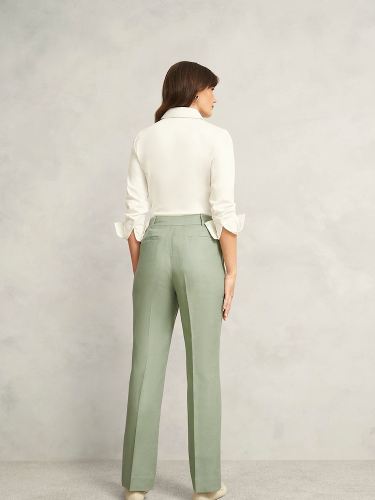 Hobbs Green Marietta Linen Trousers - Image 2 of 4