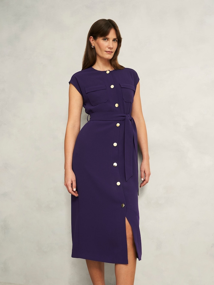 Hobbs Purple Petite Tania Dress - Image 1 of 4