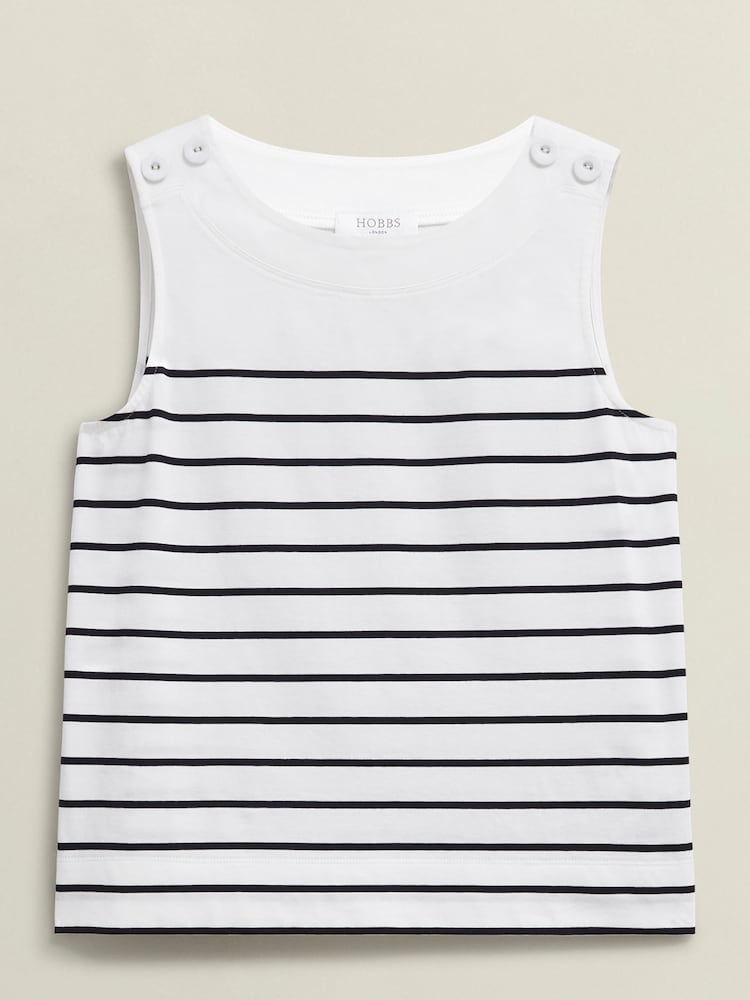 Hobbs White 100% Cotton Maddy Printed Top - Image 4 of 4 Hobbs White 100% Cotton Maddy Printed Top - Image 4 of 4