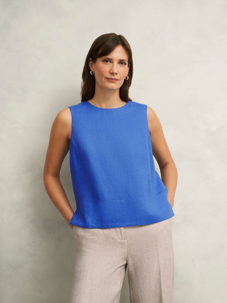 Hobbs Blue Malindi Linen Top - Image 1 of 4