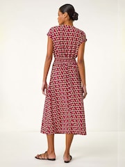 Roman Geo Print V-Neck Stretch Midi Dress - Image 3 of 5