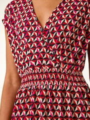 Roman Geo Print V-Neck Stretch Midi Dress - Image 5 of 5