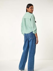 Roman Green Twisted Hem Striped Shirt - Image 3 of 5