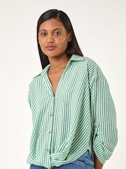 Roman Green Twisted Hem Striped Shirt - Image 4 of 5