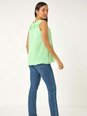 Roman Green Chiffon Ruffle Vest Top - Image 3 of 5