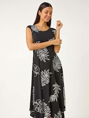 Roman Black Floral Hanky Hem Maxi Dress - Image 1 of 5