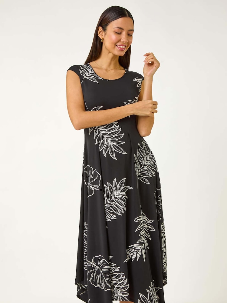 Roman Black Floral Hanky Hem Maxi Dress - Image 1 of 5