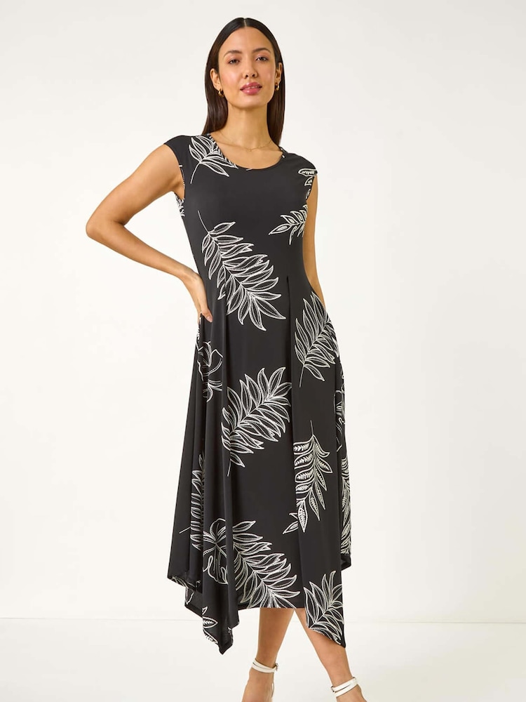 Roman Black Floral Hanky Hem Maxi Dress - Image 2 of 5